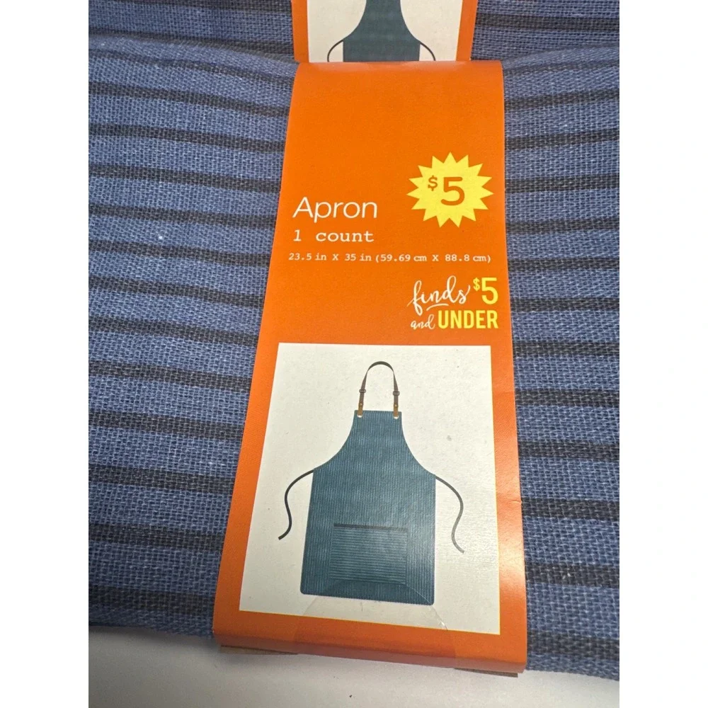 IG Design Group Apron Unisex OS Blue Striped NEW 3 Pack Pocket Bib Kitchen